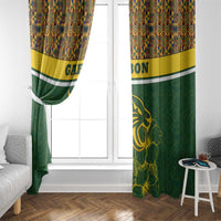 Gabon Window Curtain with Tribal Print and Fierce Panther Graphic in National Flag Colors - Wonder Print Shop