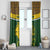 Gabon Window Curtain with Tribal Print and Fierce Panther Graphic in National Flag Colors - Wonder Print Shop