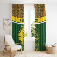 Gabon Window Curtain with Tribal Print and Fierce Panther Graphic in National Flag Colors - Wonder Print Shop
