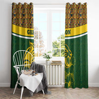 Gabon Window Curtain with Tribal Print and Fierce Panther Graphic in National Flag Colors - Wonder Print Shop
