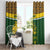 Gabon Window Curtain with Tribal Print and Fierce Panther Graphic in National Flag Colors - Wonder Print Shop