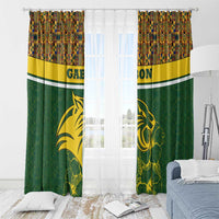 Gabon Window Curtain with Tribal Print and Fierce Panther Graphic in National Flag Colors - Wonder Print Shop