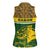 Gabon Women Sleeveless Polo Shirt with Tribal Print and Fierce Panther Graphic in National Flag Colors - Wonder Print Shop