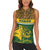 Gabon Women Sleeveless Polo Shirt with Tribal Print and Fierce Panther Graphic in National Flag Colors - Wonder Print Shop