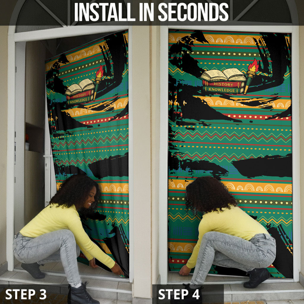 Rooting For Every HBCU Door Cover Pan African Kente Pattern - History And Knowledge Torch