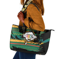 Rooting For Every HBCU Leather Tote Bag Pan African Kente Pattern - History And Knowledge Torch