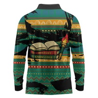 Rooting For Every HBCU Long Sleeve Polo Shirt Pan African Kente Pattern - History And Knowledge Torch