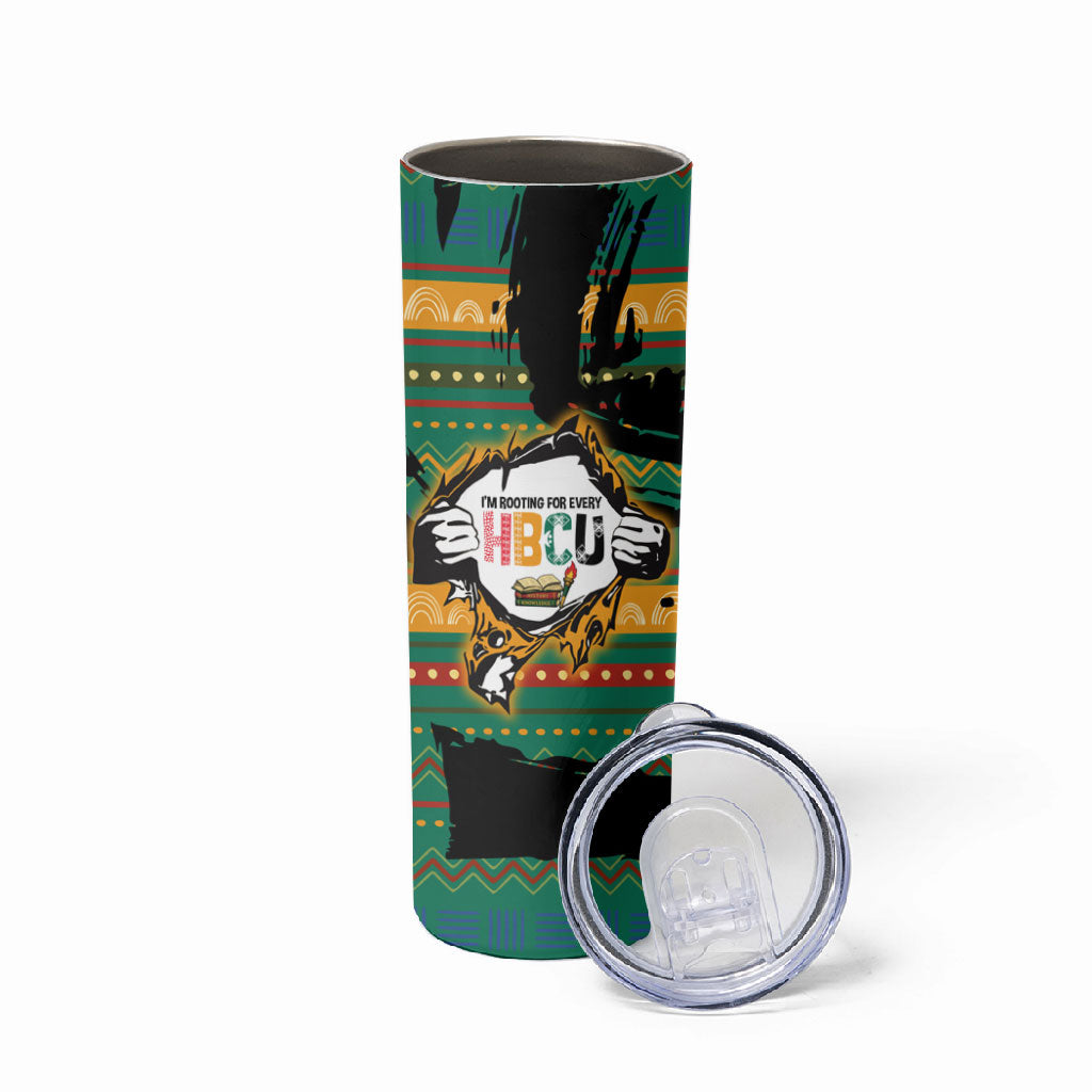 Rooting For Every HBCU Skinny Tumbler Pan African Kente Pattern - History And Knowledge Torch