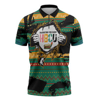 Rooting For Every HBCU Zipper Polo Shirt Pan African Kente Pattern - History And Knowledge Torch
