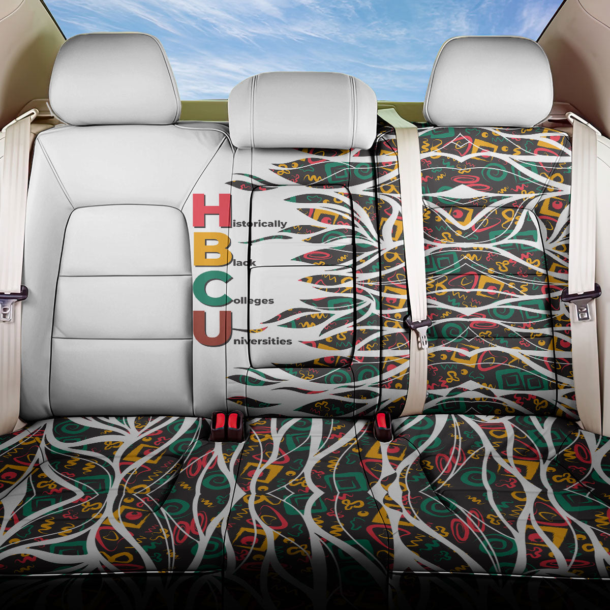 Historically Black Colleges Universities HBCU Back Car Seat Cover Pan African Colors Tribal Pattern Typography