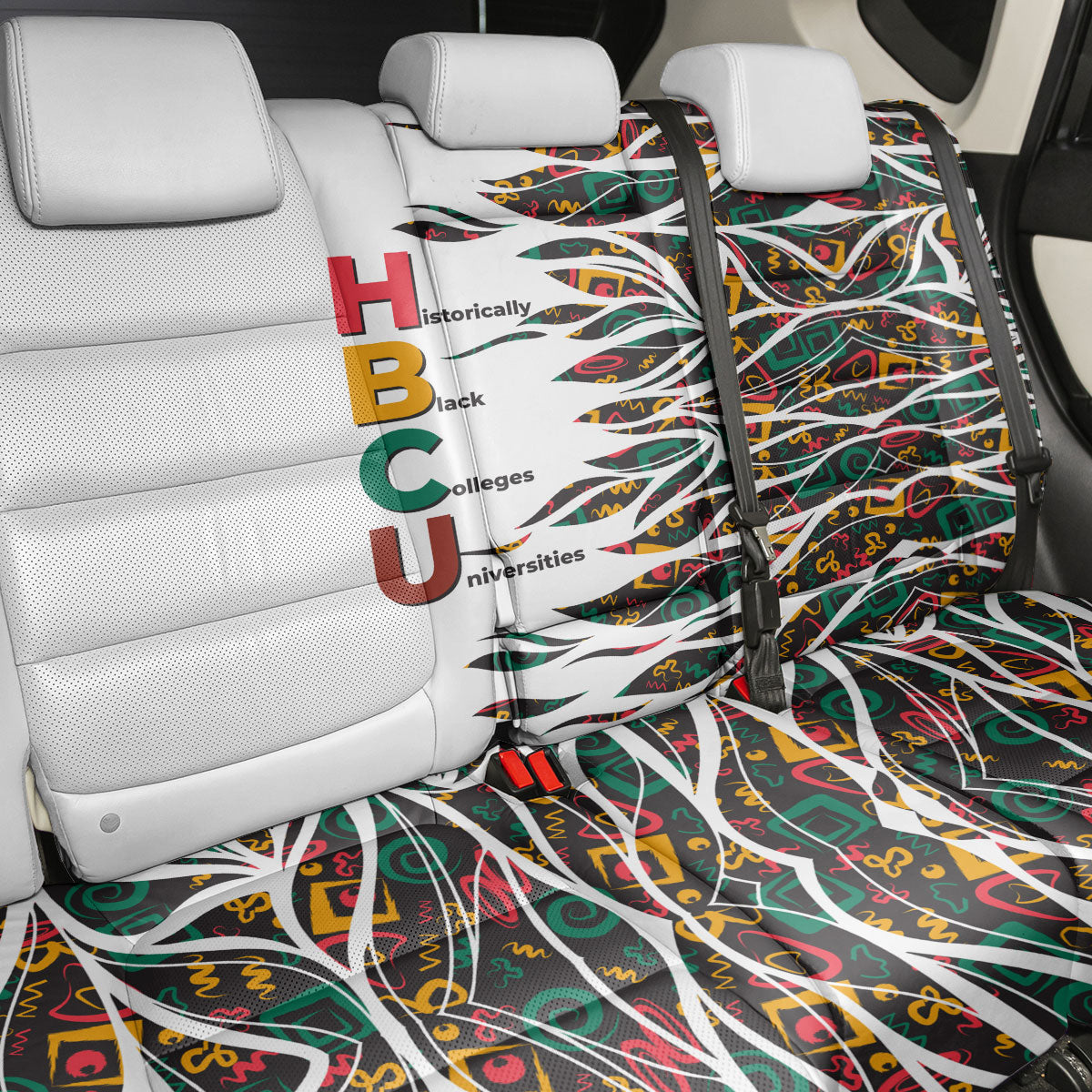 Historically Black Colleges Universities HBCU Back Car Seat Cover Pan African Colors Tribal Pattern Typography
