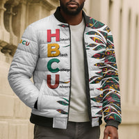 Historically Black Colleges Universities HBCU Bomber Puffer Jacket Pan African Colors Tribal Pattern Typography