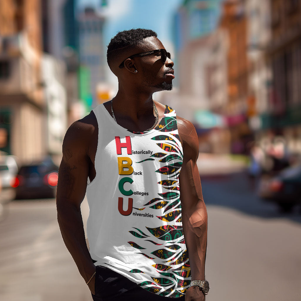 Historically Black Colleges Universities HBCU Men Tank Top Pan African Colors Tribal Pattern Typography