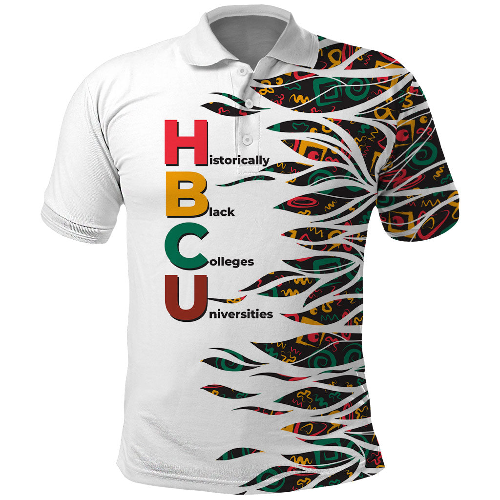 Historically Black Colleges Universities HBCU Polo Shirt Pan African Colors Tribal Pattern Typography