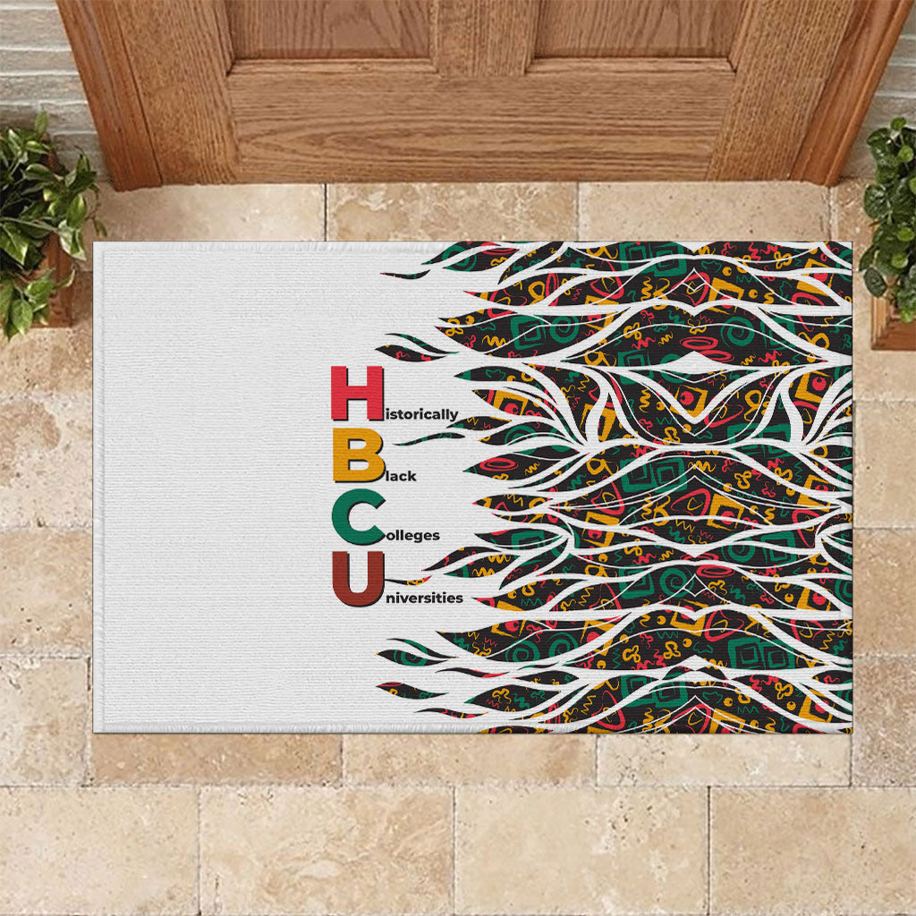 Historically Black Colleges Universities HBCU Rubber Doormat Pan African Colors Tribal Pattern Typography