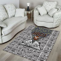 HBCU Black History Legacy Area Rug Word Cloud African Shield Knowledge Book