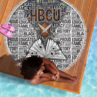 HBCU Black History Legacy Beach Blanket Word Cloud African Shield Knowledge Book
