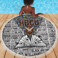 HBCU Black History Legacy Beach Blanket Word Cloud African Shield Knowledge Book