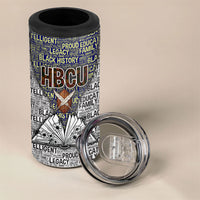 HBCU Black History Legacy 4 in 1 Can Cooler Tumbler Word Cloud African Shield Knowledge Book