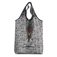 HBCU Black History Legacy Grocery Bag Word Cloud African Shield Knowledge Book