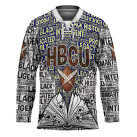 HBCU Black History Legacy Hockey Jersey Word Cloud African Shield Knowledge Book