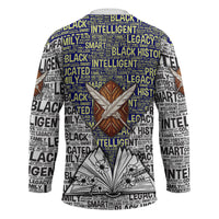 HBCU Black History Legacy Hockey Jersey Word Cloud African Shield Knowledge Book