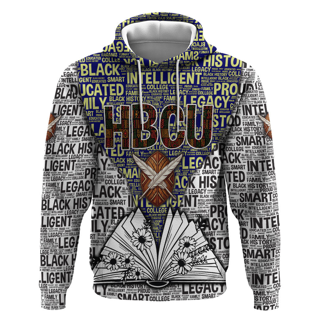 HBCU Black History Legacy Hoodie Word Cloud African Shield Knowledge Book