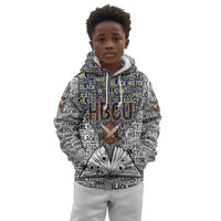 HBCU Black History Legacy Kid Hoodie Word Cloud African Shield Knowledge Book