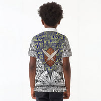 HBCU Black History Legacy Kid Polo Shirt Word Cloud African Shield Knowledge Book