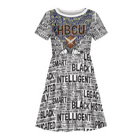 HBCU Black History Legacy Kid Short Sleeve Dress Word Cloud African Shield Knowledge Book