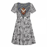 HBCU Black History Legacy Kid Short Sleeve Dress Word Cloud African Shield Knowledge Book