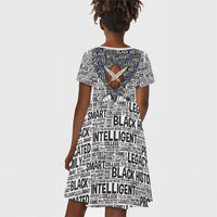 HBCU Black History Legacy Kid Short Sleeve Dress Word Cloud African Shield Knowledge Book