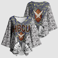 HBCU Black History Legacy Kimono Sleeve Blouse Word Cloud African Shield Knowledge Book