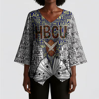HBCU Black History Legacy Kimono Sleeve Blouse Word Cloud African Shield Knowledge Book
