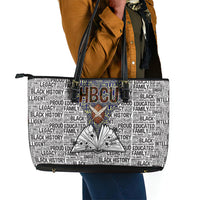 HBCU Black History Legacy Leather Tote Bag Word Cloud African Shield Knowledge Book