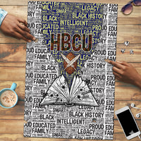 HBCU Black History Legacy Puzzle Word Cloud African Shield Knowledge Book