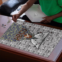 HBCU Black History Legacy Puzzle Word Cloud African Shield Knowledge Book