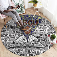 HBCU Black History Legacy Round Carpet Word Cloud African Shield Knowledge Book