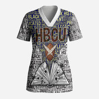 HBCU Black History Legacy Scrub Top Word Cloud African Shield Knowledge Book
