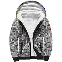 HBCU Black History Legacy Sherpa Hoodie Word Cloud African Shield Knowledge Book