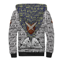 HBCU Black History Legacy Sherpa Hoodie Word Cloud African Shield Knowledge Book