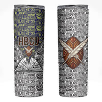 HBCU Black History Legacy Skinny Tumbler Word Cloud African Shield Knowledge Book