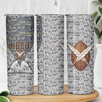 HBCU Black History Legacy Skinny Tumbler Word Cloud African Shield Knowledge Book