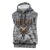 HBCU Black History Legacy Sleeveless Hoodie Word Cloud African Shield Knowledge Book