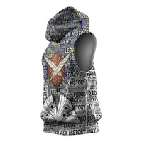 HBCU Black History Legacy Sleeveless Hoodie Word Cloud African Shield Knowledge Book