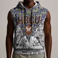 HBCU Black History Legacy Sleeveless Hoodie Word Cloud African Shield Knowledge Book