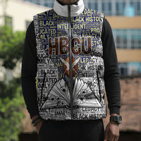 HBCU Black History Legacy Sleeveless Puffer Jacket Word Cloud African Shield Knowledge Book
