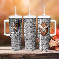 HBCU Black History Legacy Tumbler With Handle Word Cloud African Shield Knowledge Book