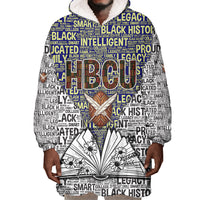 HBCU Black History Legacy Wearable Blanket Hoodie Word Cloud African Shield Knowledge Book