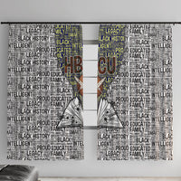 HBCU Black History Legacy Window Curtain Word Cloud African Shield Knowledge Book